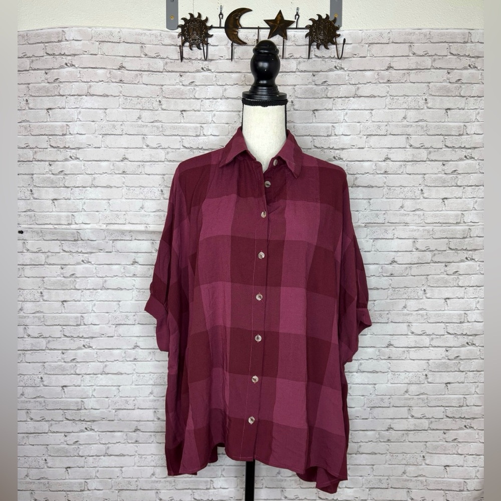 entro Burgundy Plaid Button-Down Shirt